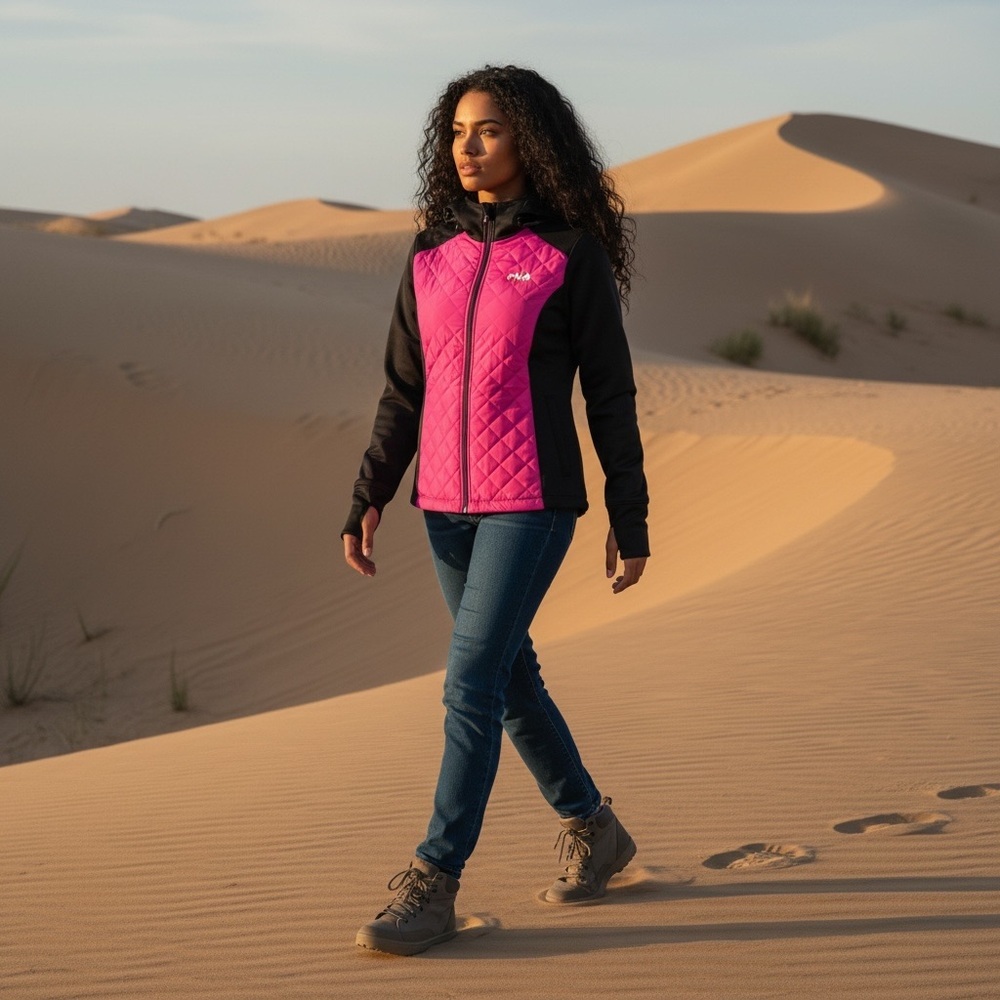 Insulated FILA Quilted Pink & Black Women's Jacket​